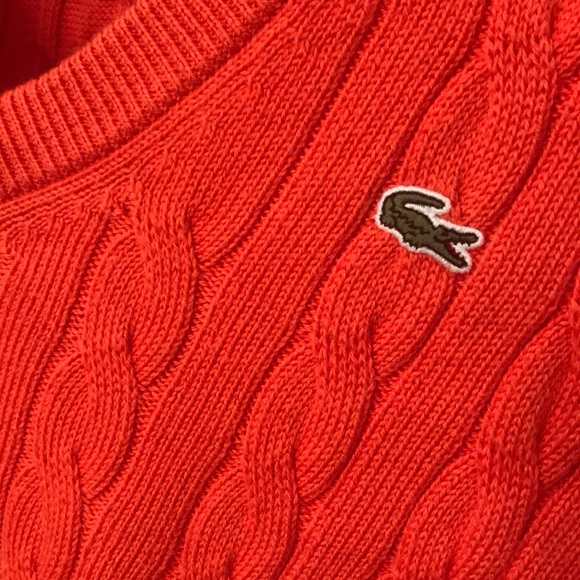 Lacoste 40 Orange V-neck sweater or size 8 - Picture 3 of 9